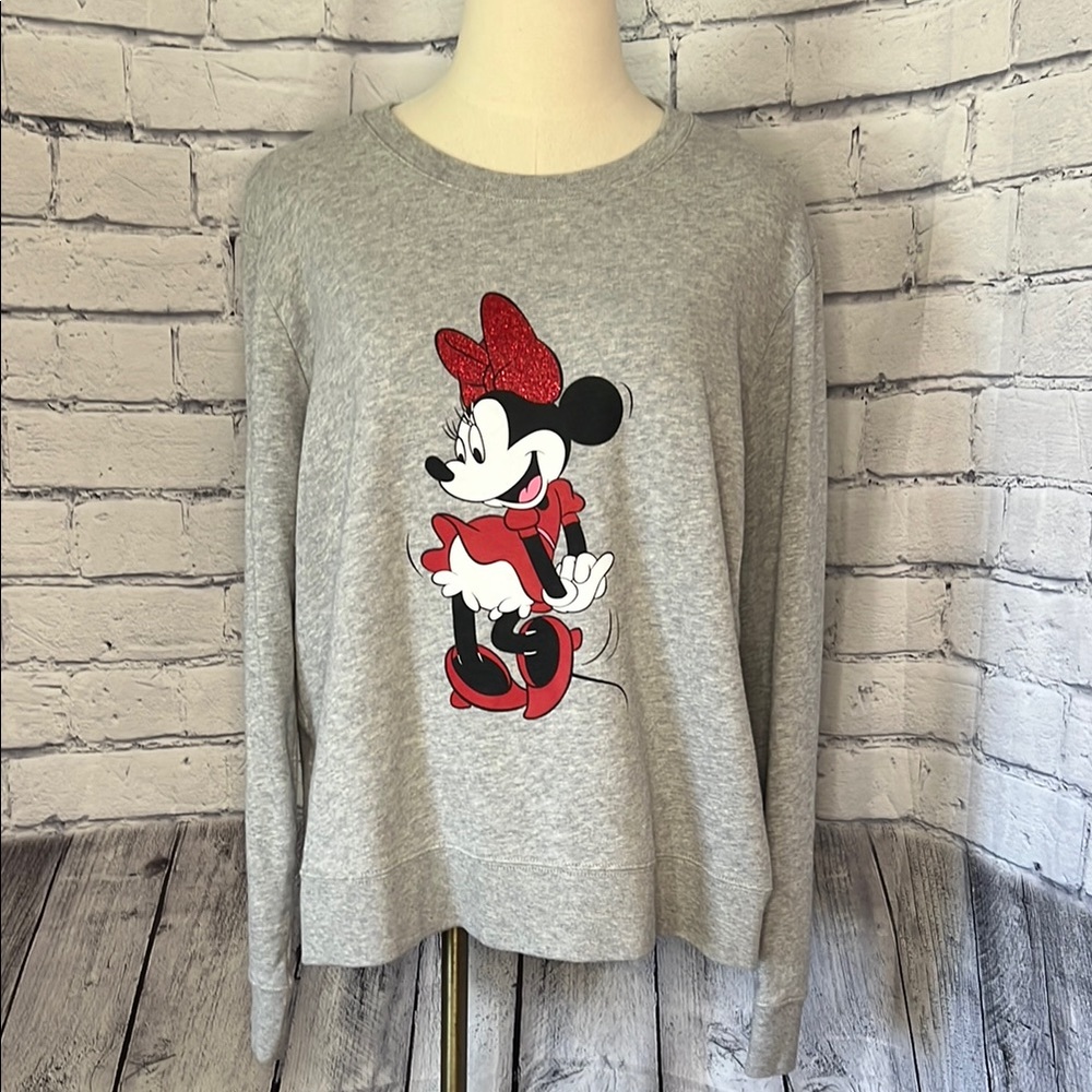 Kate Spade, Gray Sweatshirt with Red Minnie Mouse Graphic, Sz XL, EUC